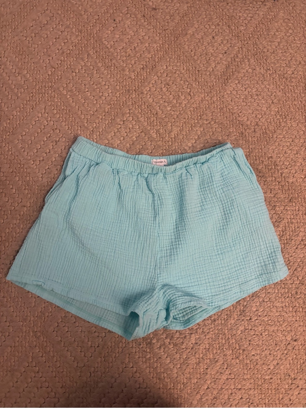 Vitamin A Light Blue High-Waist Cotton Gauze Shorts